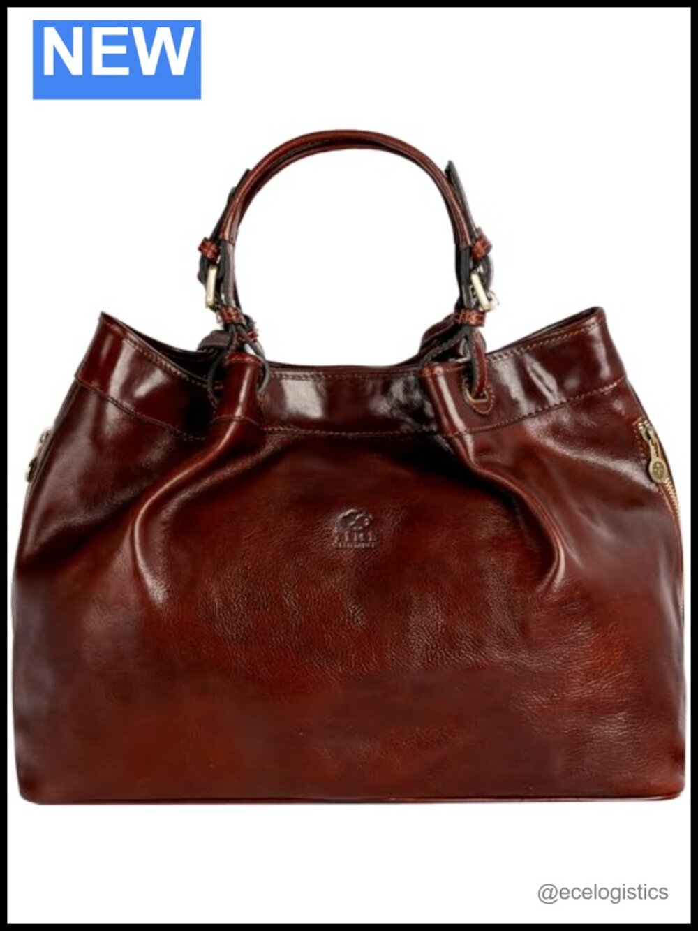 Full-Grain Leather Top Handle Satchel Purse - Handmade in Italy - Adjustable